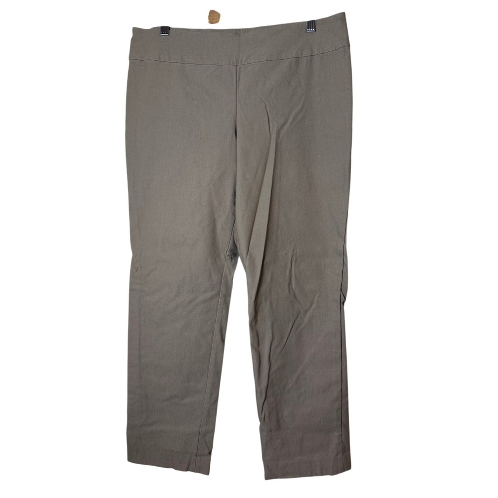 NIC+ZOE Women Pull On Pant 14 Petite Taupe Stretch Straight Leg Professional